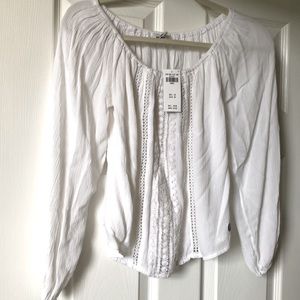 Hollister- white blouse beautiful new with tag!